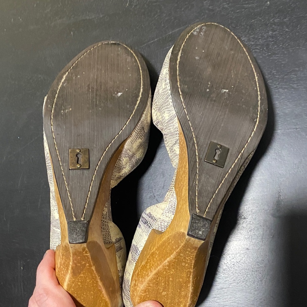 Schuler and Sons for Anthropologie Snakeskin Cutout Wedge Heels - Picture 7 of 12